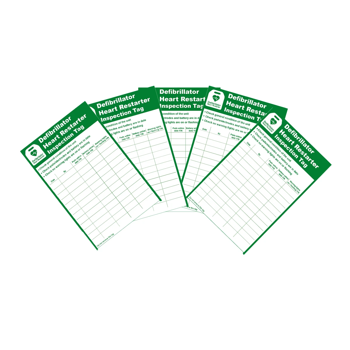 Defibrillator Heart Restarter Inspection Tag w/ Options