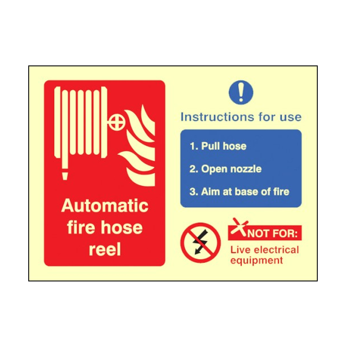 Manual Fire Hose Reel Instruction Safety Sign Fire Protection Shop